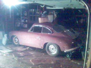 porsche 356 in the garage