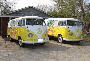 2 1966 split-window VW buses